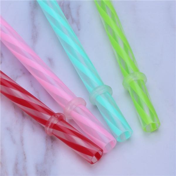 6pcs Two Colors Thread Pattern Reusable Plastic Thick Drinking Straws P bk 6pcs Two Colors Thread Pattern Reusable Plastic Thick Drinking Straws P bk