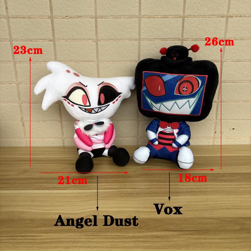 Latest 23Cm Cosplay Animation Hazbin 3V Vox And Dust Ad Angel Plush Toy Anime Hotel Stuffed Plushie Doll Throw Pillow Sofa Decor