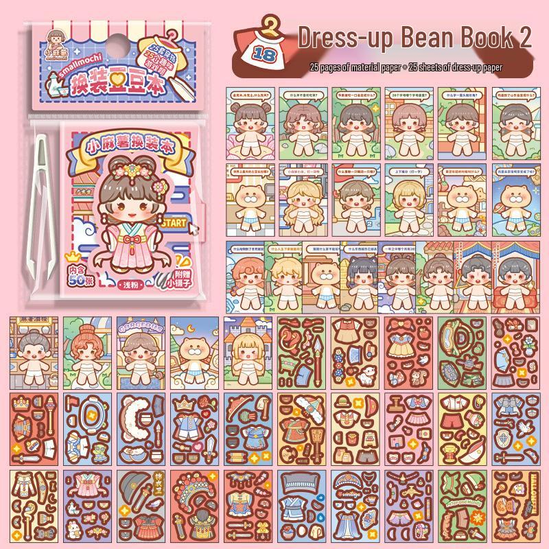 Little Mochi Dress-Up Sticker Book: Girl's Toy, Quiet Book, Birthday Gift Set with Scenery Stickers