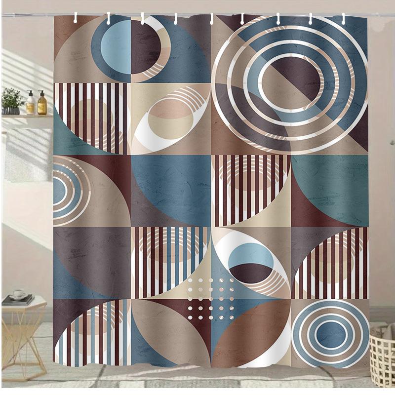 

Nordic Geometry Washable Dirt-Resistant Shower Curtain Shower Head Waterproof Polyester Bath Curtain For Home Decor Accessories W60H190(CM)-1 Pcs