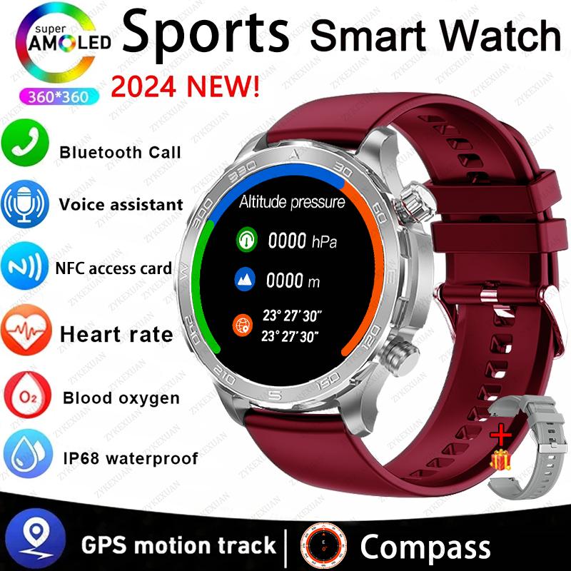 New GPS Track Smart Watch Men AMOLED HD Screen Outdoor Sports Fitness Heart Rate NFC IP68 Waterproof Bluetooth Call Smart Watch