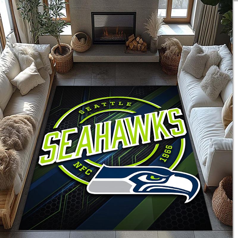 Tappeto in Velluto Cristallo Seattle Seahawks Morbido Anti?Tappetino Antiscivolo Comodo per Casa Soggiorno Camera da Letto Tappeto Decorativo
