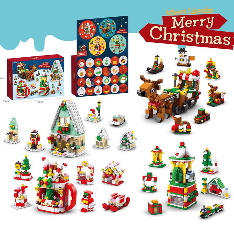 Weihnachtsbausteine Set Box Kinderspielzeug 24 Tage Weihnachten Adventskalender Steine DIY Bausatz Geschenk für Kinder ab 6 Jahren