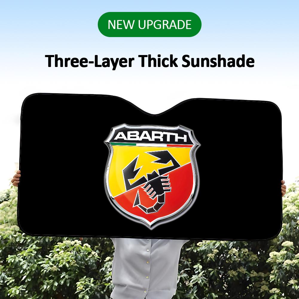 Luxury A-AbarthS-S Logo Car SunShade Visor Reusable Aluminum Foil UV Protector Suction Cups Heat Three-layer Insulation