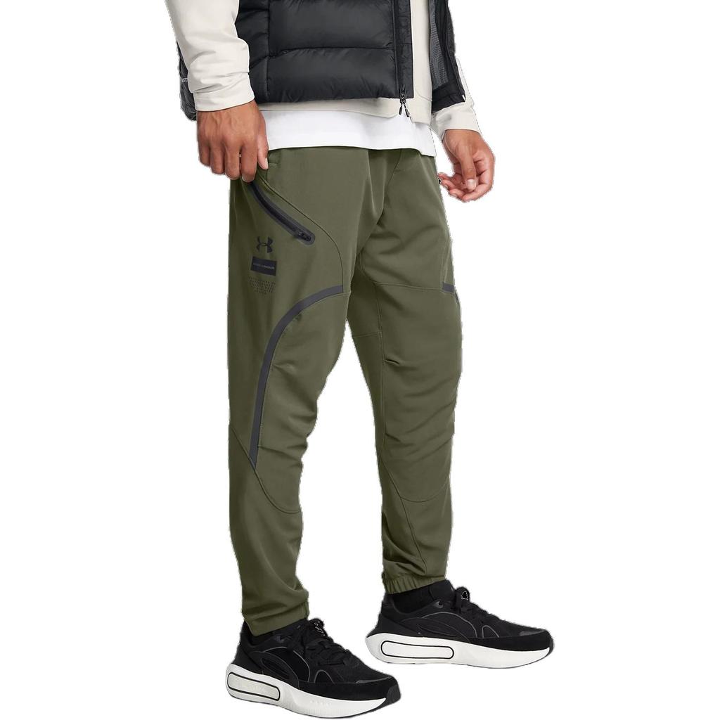 Under Armour Nezastavitelné Cargo Logo Jednobarevné Outdoorové Volný Střih Střední Pas Pánské spodky Tmavě Zelená 1352026-391