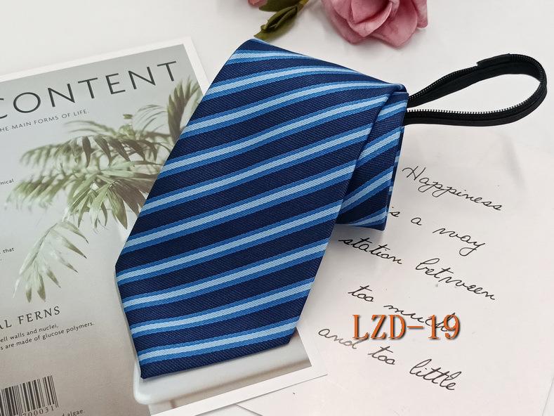 Men's Easy-Pull Knot-Free 8cm Striped Black Zipper Tie