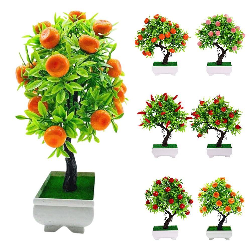 Pomegranate Chili Fruit Tree Potted Multicolor Simulation Plant Potted Home Decoration