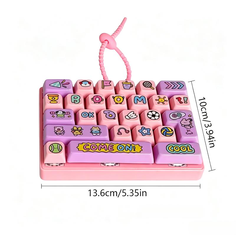 26-Key Keyboard Fidget Clicker Keychain Multi Mechanical Buttons Stress Relief Toy Cute Bag Pendant Gift