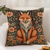 W-William M-Morris Art Fox Cushion Cover Premium Comfort Reversible Pillow Cover - Dual - Use Design For Home & Car