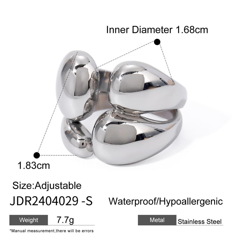 Youthway Metalic Double Layer Stainless Steel Ring  Gold Plated Trendy Jewelry Designed Accessories Party Gift New