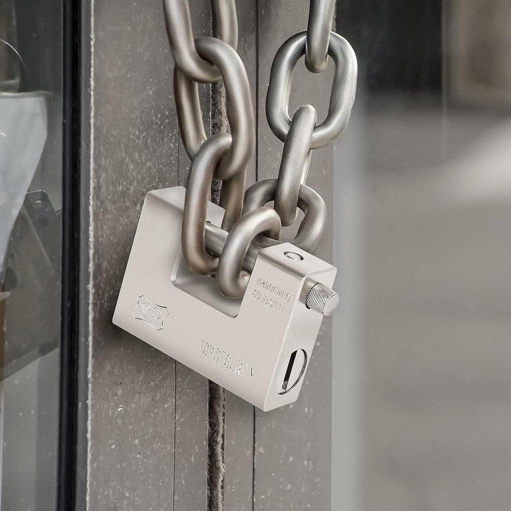 Heavy Duty Padlock with 4 Keys - Hardened Steel Security Padlock with Anti Drill & Pick Cylinder Security Shackle Chain Lock