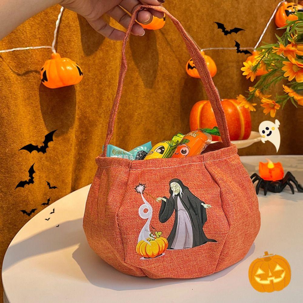 Funny Trick or Treat Bag Printing Pumpkin Handbag Portable Halloween Candy Bag  Party Supplies