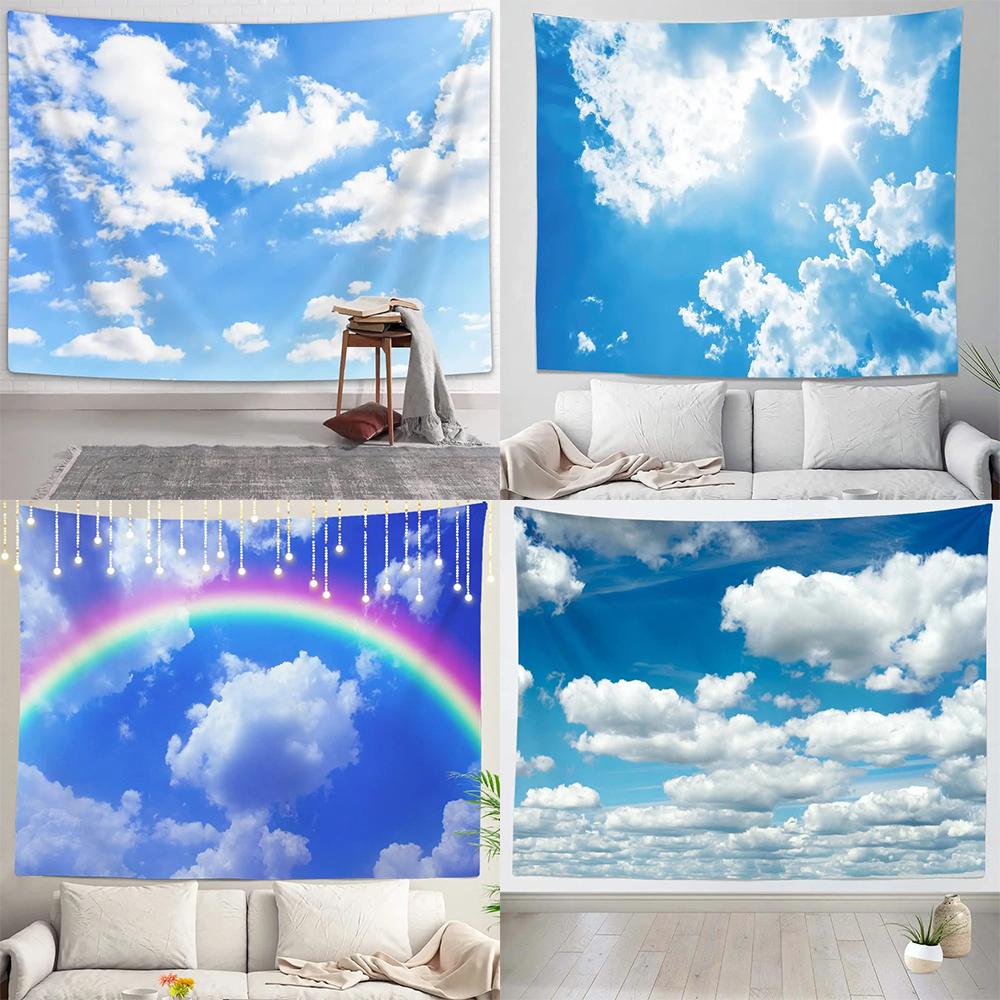 Jmg Household Supplies Unisex Blue/White Sky And Clouds Tapestry Home Decoration Bedroom Living Room Dormitory Wall Background Hanging Cloth 230X150cm