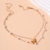2pcs/set Cute Butterfly Pendant Necklace for Women Girls Pearl Beaded Choker Necklace Girls Party Holiday Jewelry Gifts