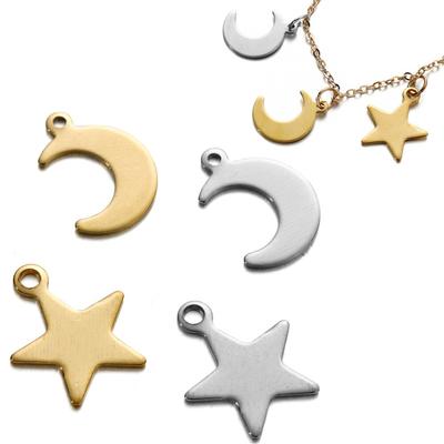 20/50Pcs Stainless Steel Star Moon Charms Pendant for DIY Earrings Necklace Bracelet Pendants Crafts Jewelry Making Accessories