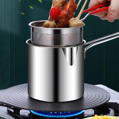 1 set mini pentola multifunzionale per friggitrice buona conducibilità termica utensili da cucina per friggitrice domestica a risparmio di olio in acciaio inossidabile