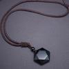 Fashion Jewelry Jewelry Black Blessing Men Hexagram Shape Obsidian Pendant Amulet Necklace