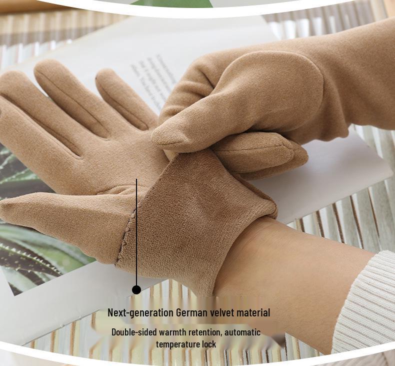 Women's Touchscreen Velvet-Lined Cold-Proof Cycling & Driving Gloves for Autumn/Winter