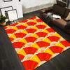 Red and Yellow Fan Pattern Carpet with Modern Decorative Style Design Suitable for Use As an Anti-slip for Living Room Bedroom Sofas