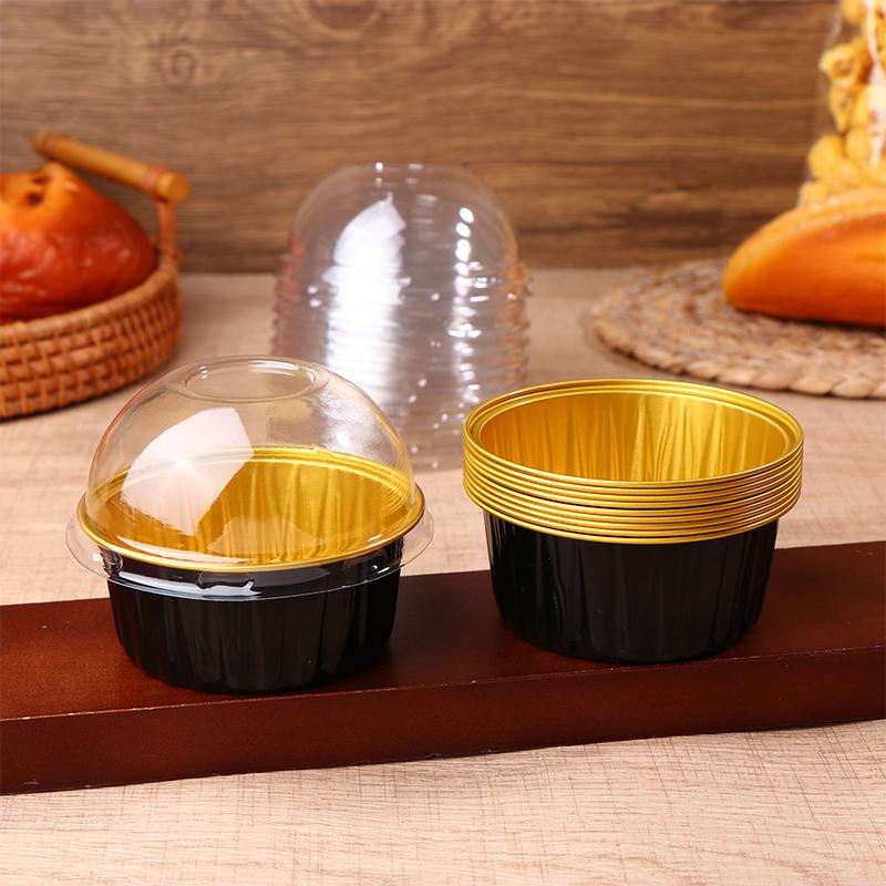

10Pcs 125Ml Ramekins With Dome Lids Aluminum Foil Baking Cups Cupcake Muffin Liners Pudding Dessert Cups For Wedding Birthday чёрный