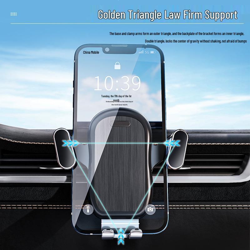Supporto per Telefono da Auto a Rotazione Gravitazionale con Clip per Bocchetta d'Aria e Ventosa