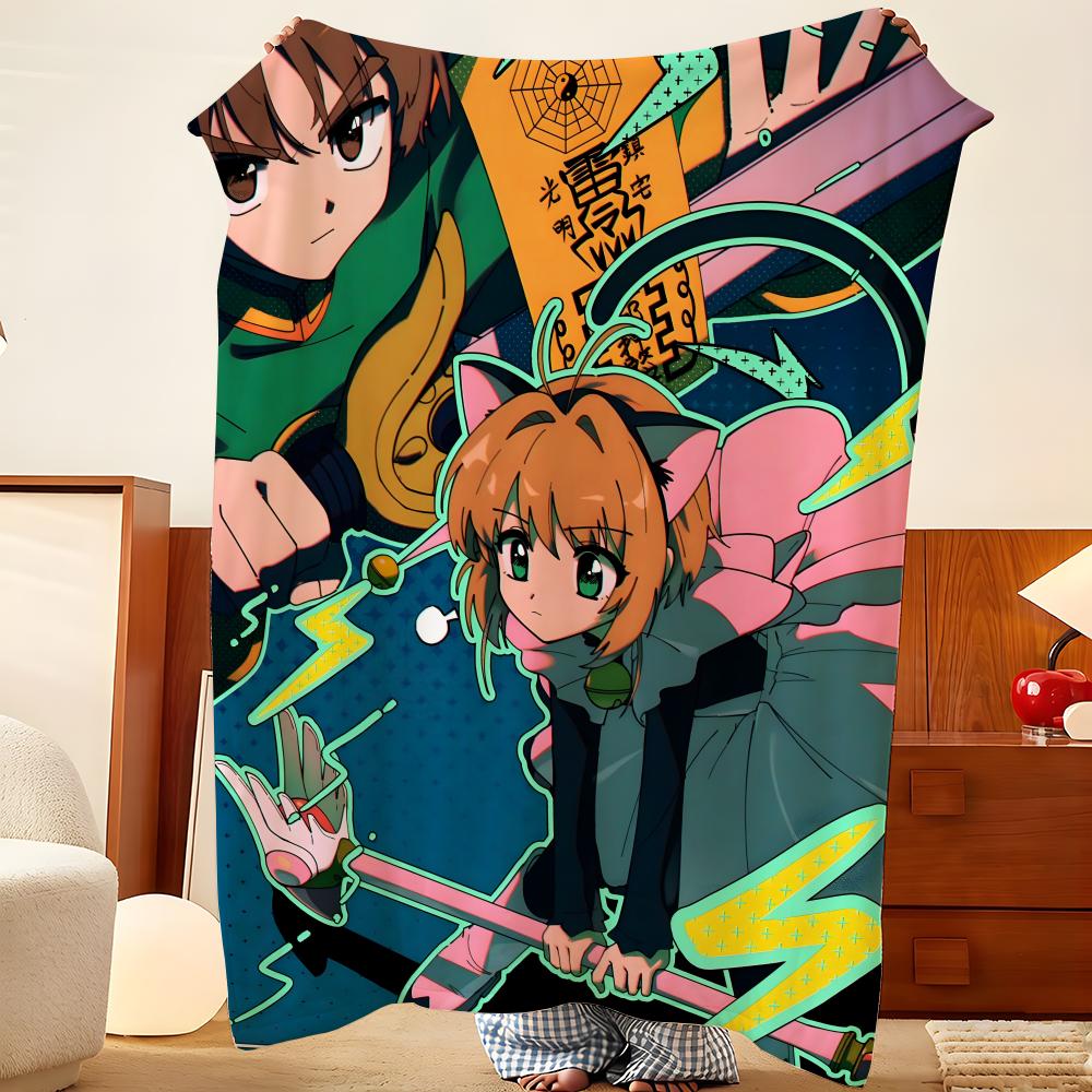 Anime C-Cardcaptor S-Sakura Throw Flannel Throw Blanket, Lightweight Cozy, Durable Washable cute Cool