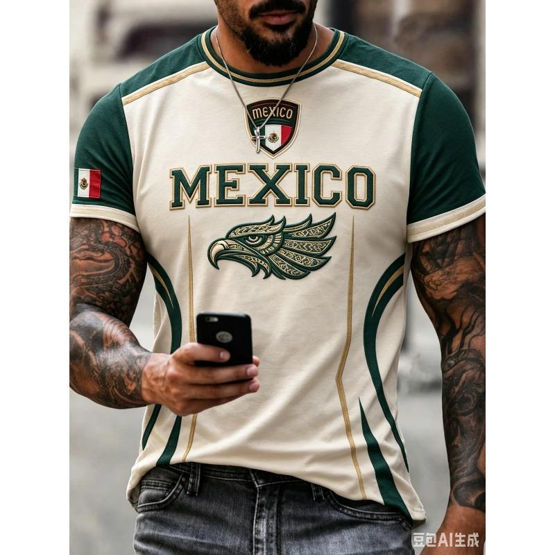 2026 Neues Mexikanisches Nationalmannschaft Fußball T-Shirt Vollflächiger Druck Kurzarm Mexiko Flagge Training Sportbekleidung für den Sommer