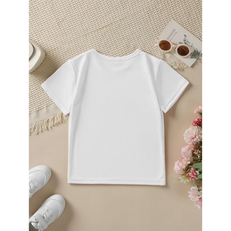 European Sizes Girls' Fashion Round Neck T-Shirt with Watermelon Print