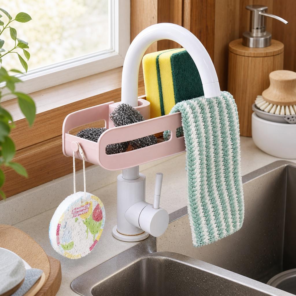 Kitchen Sink Shelf Rack Over The Counter For Storage Draining Basket No Installation Required Food Grade PP Material
