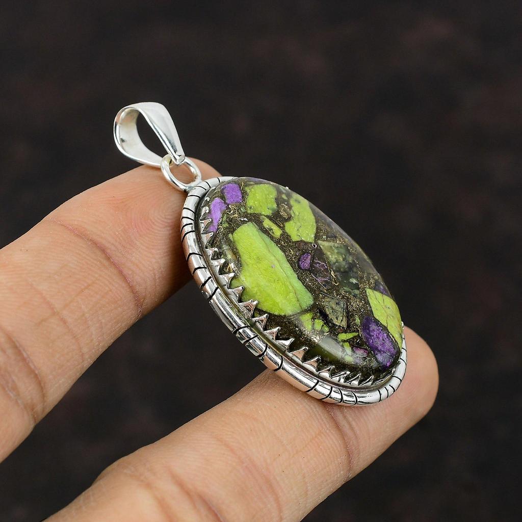 Hänge med kopparstichtit Högkvalitativt ädelstenshänge 925 Sterlingsilverhänge Helt nya smycken Handgjort Boho-hänge Jubileumsgåva