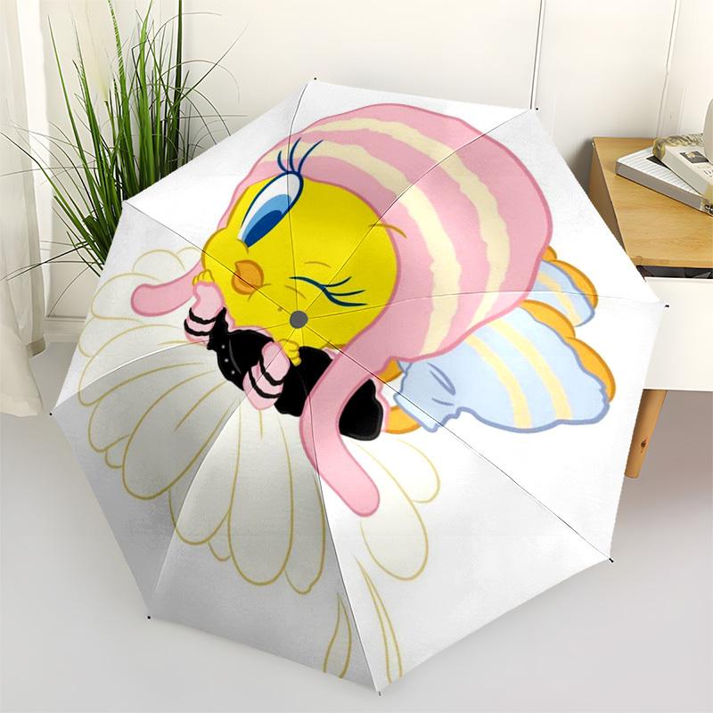

1pc Tweety Bird on a Flower Umbrella with Plastic Handle,Cartoon Pattern,Suitable for All Seasons Multi-functional Umbrella445