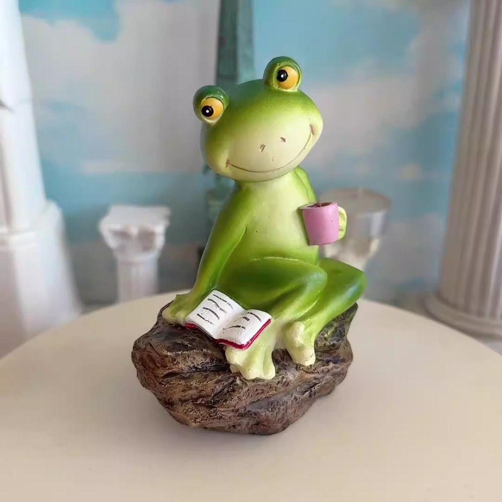 Resin Garden Frog Statue Cute Miniatures Figurine Garden Decoration Animal Sculpture  Bonsai