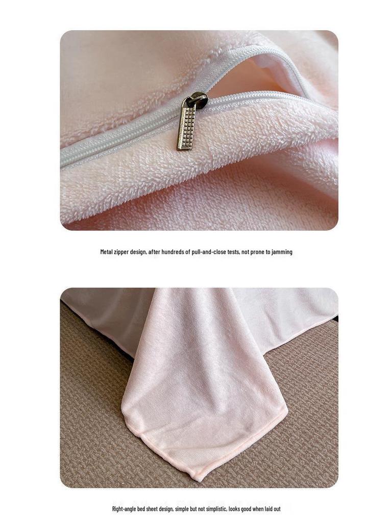 G5Z Luxurious Winter Fleece Bedding Set - Double-Sided Four-Piece: Bed Sheet, Duvet Cover, Flannel Coral Fleece
