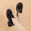 Black Small Leather Shoes Women's Single Shoes Autumn New Spring and Summer One-pedal Retro Platform Shoes