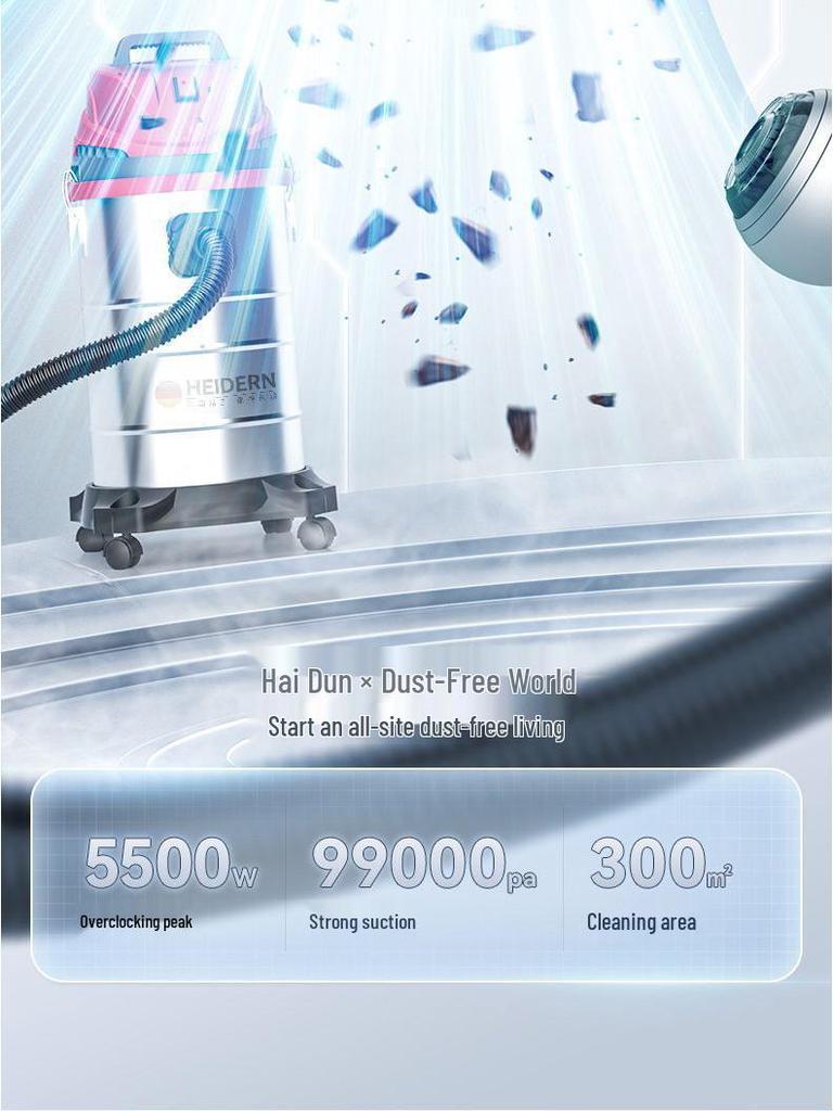 German High-Power Vacuum Cleaner: Household & Commercial Wet/Dry Use, Powerful Suction, Bucket Type