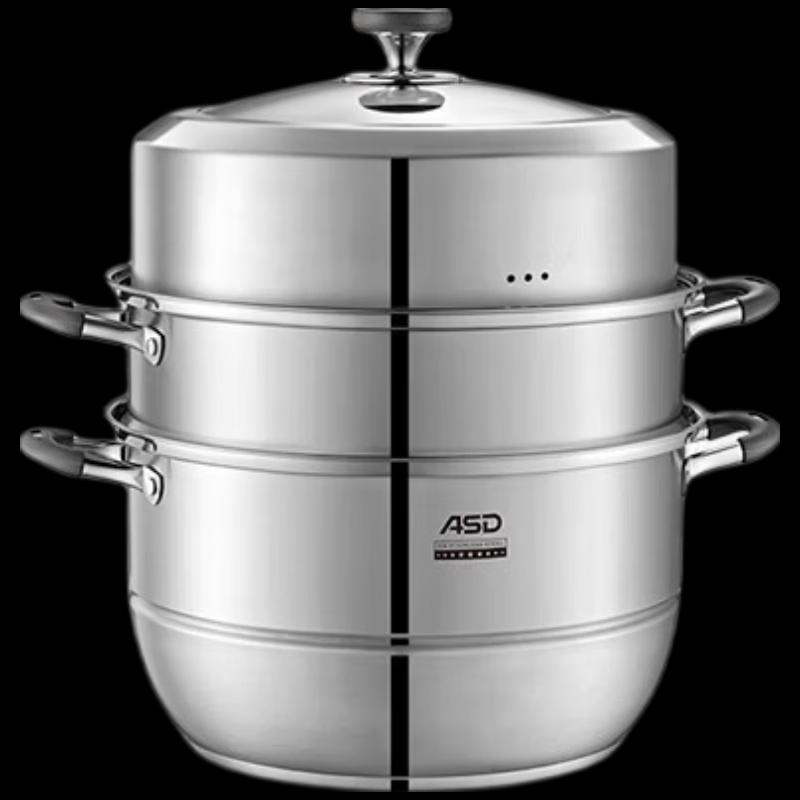 ASD 304 Stainless Steel 3-Layer Steamer Pot, 30CM