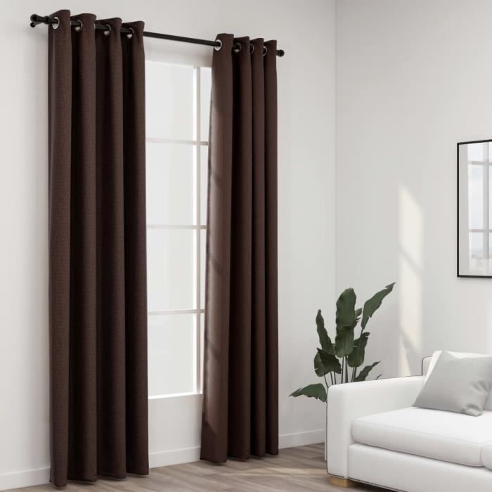 VidaXL Blackout Curtains Linen Look with Eyelets 2pcs Taupe 140x245cm