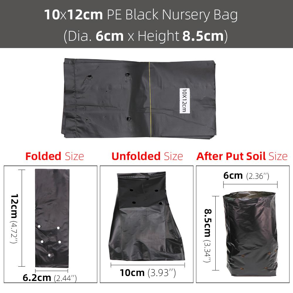 

14 размеров полиэтиленовый пластиковый мешок для рассады, черные мешки для выращивания садовых цветов, фруктов и овощей, выращивание, пересадка 10pcs