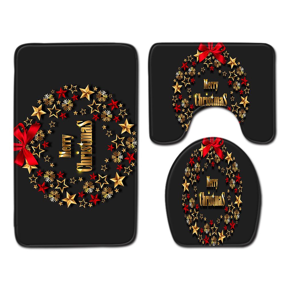 Christmas Bathroom Floor Mat Toilet Three-Piece Set
