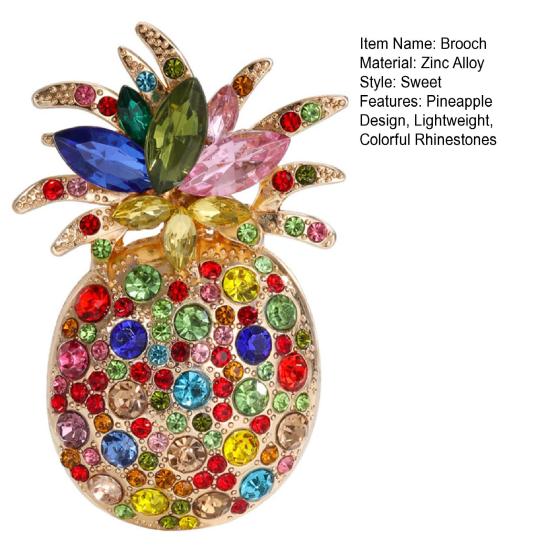 Women Brooch Dazzling Rhinestones Inlaid 3D Pineapple Design Brooch Suit Lapel Sweater