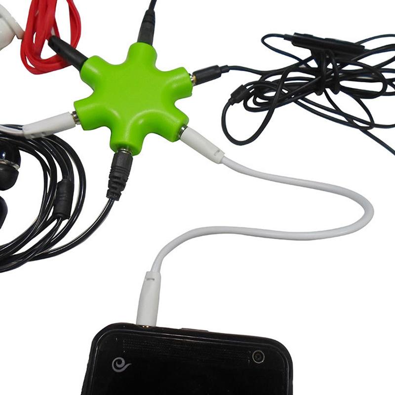 6 Ports Headphones Aux Splitter 6 In 1 Smart Accessories Audio Aux Cable Splitter 3.5mm 1 Male To 5 Female Jack Share Adapter