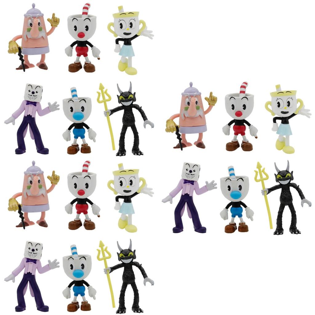 Bunte Tasse Kopf 3,6-4 Zoll Puppe Spiel Zubehör Handgefertigte Kuchen Dekoration Ornamente 6er Set