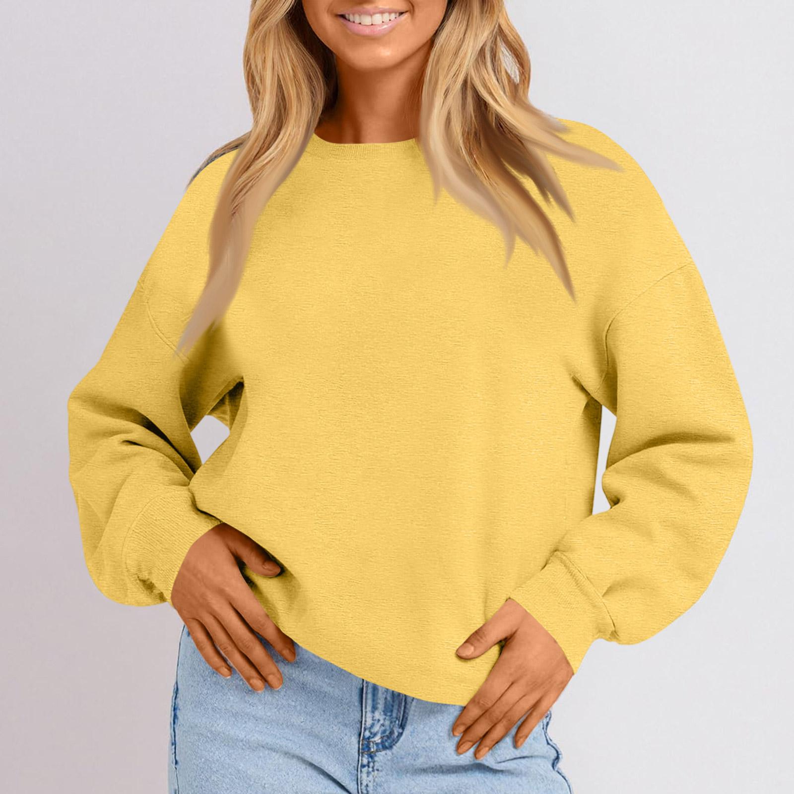 

Женская мода однотонное повседневное худи с длинным рукавом XXL жёлтый