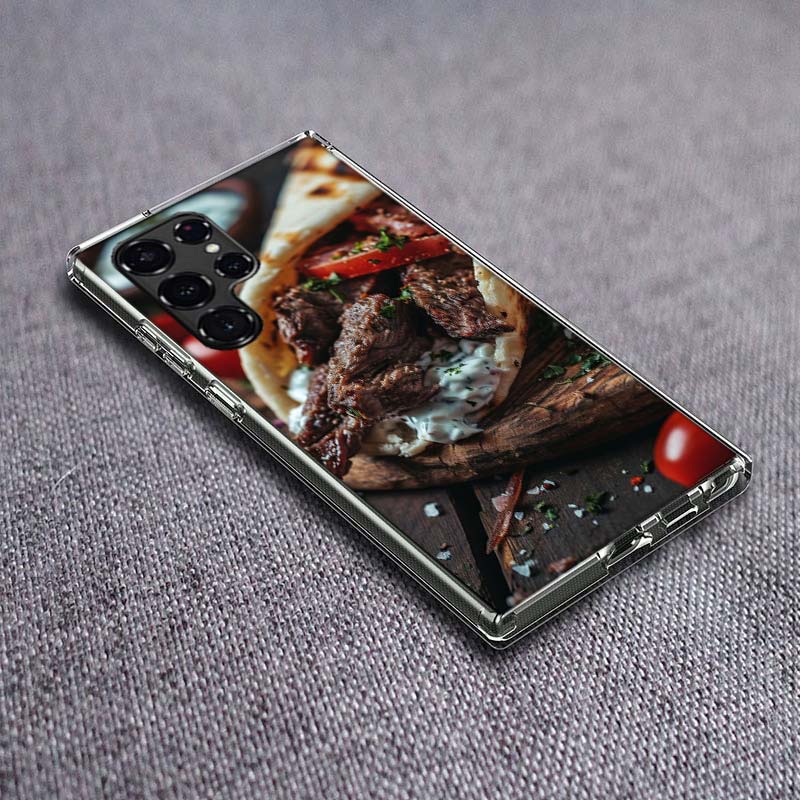 Cheese Crispy Chicken Beef Packaging Phone Case For Samsung Galaxy S24 S23 S21 S20 FE S22 S26 Ultra S25 Edge S10 Plus Cover Clea