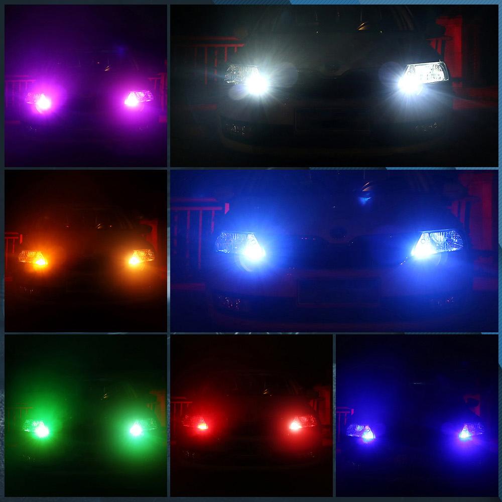 2Pcs/Set RGB LED T10 W5W Bulbs with Remote Control W5W Led 194 168 Car Reading Dome Light Car Wedge Lamp License Plate Lights