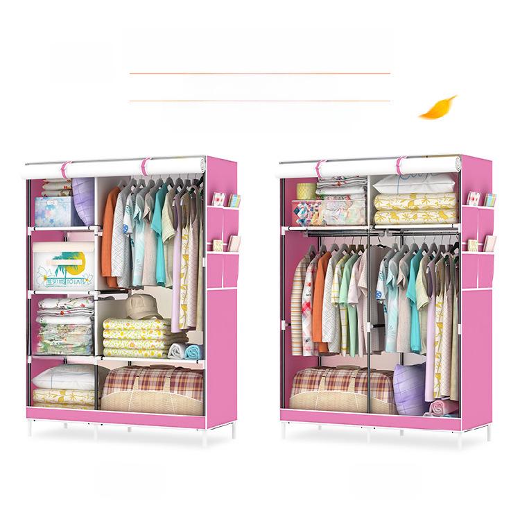 Simple Non-Woven Dustproof Folding Wardrobe with Steel Frame and Hanger