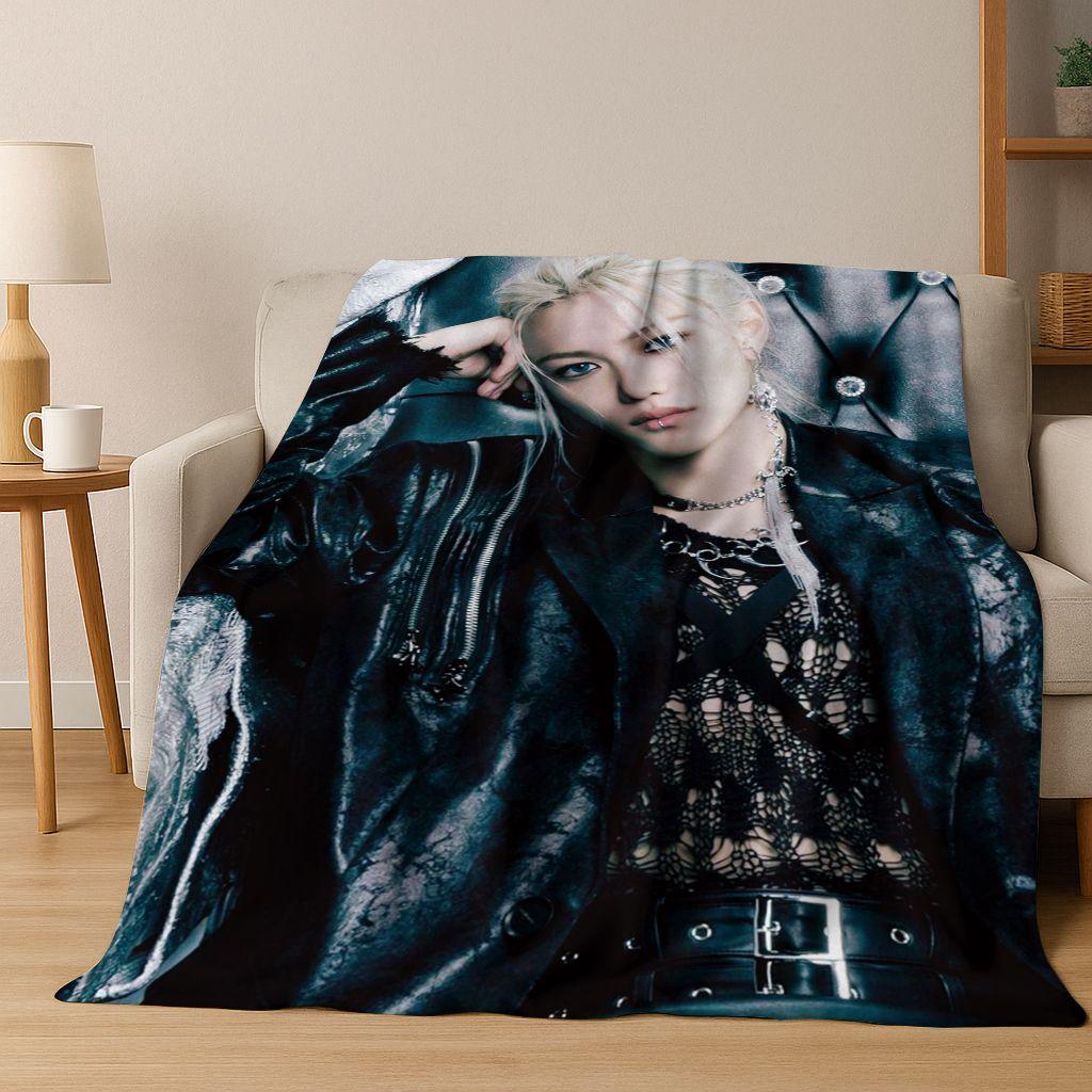 3D-Druck Stray Kids K-Pop Star Felix Flanelldecke Weiche Warme Decke für Schlafzimmer Wohnzimmer Bett Reisen Camping Picknick Geschenk