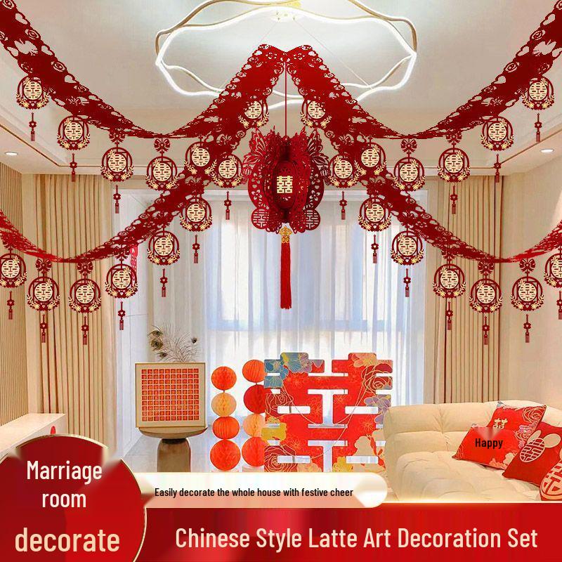 Chinese Style Wedding Latte Art Hanging Decoration for Living Room & Bridal New Room