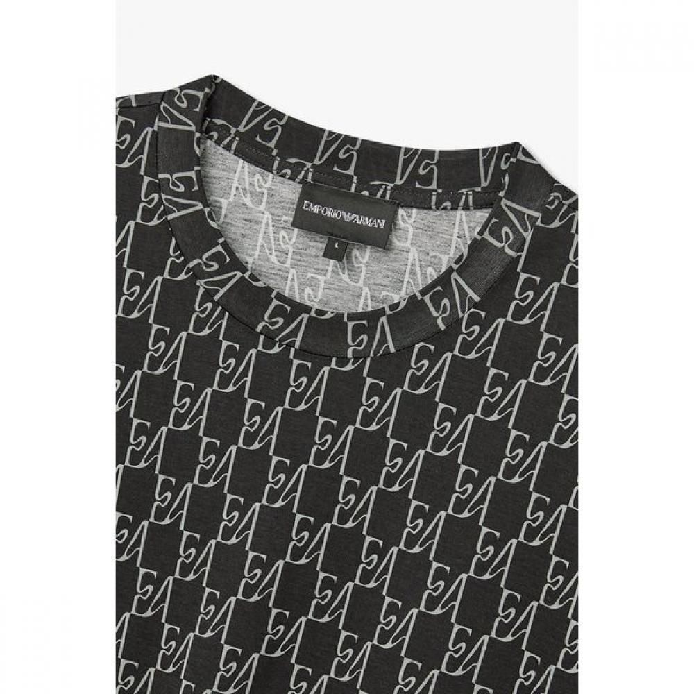 Emporio Armani Men S Allover Logo PaTTern PrinT T ShirT A516326003