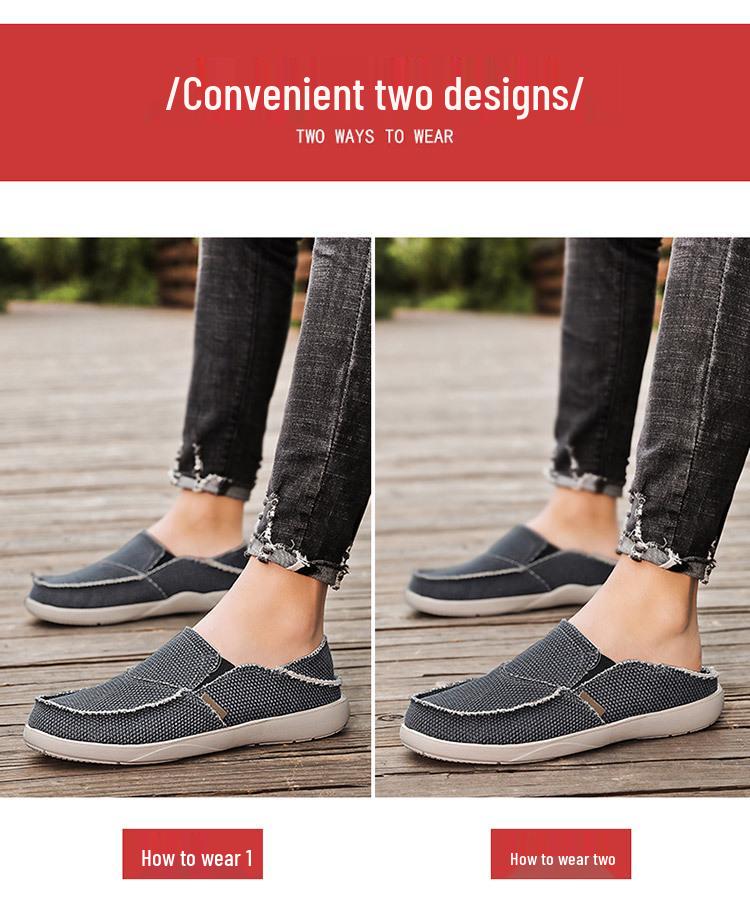 Men's Casual Lightweight Breathable Slip-On Canvas Loafers with Elastic Band